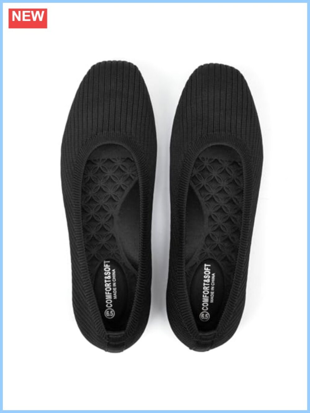 Square Toe Ballet Flats Comfort Slip On Washable Women's Shoes